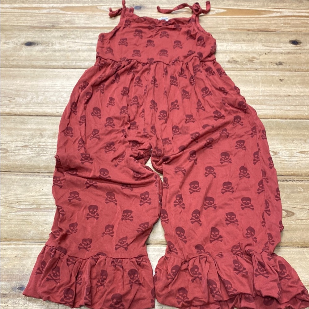 Kids Red Skull Print One Piece